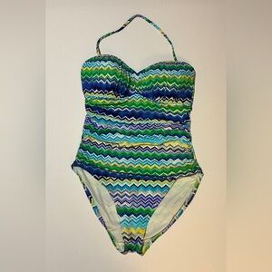 La Blanca Zigzag One Piece Swimsuit - Blue, Green, Yellow